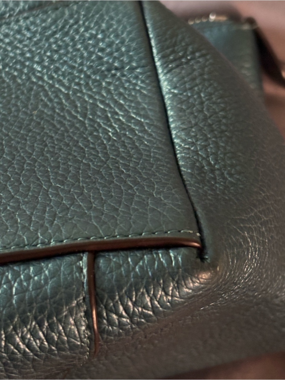 Coach Ava Tote Teal Metallic Pebbled Leather Zip Top Shoulder Bag Purse - Picture 7 of 11